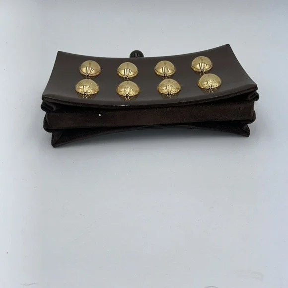 Tory Burch Vintage Rare Brown Lucite, Gold Embossed Scarab & Suede Back Clutch - Picture 8 of 8